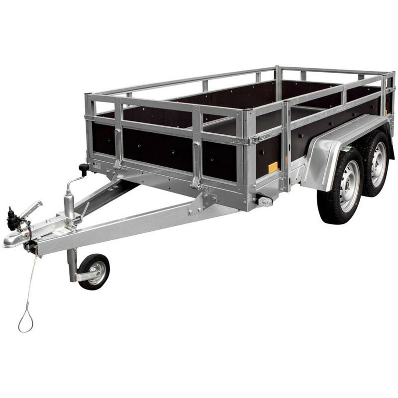 TEMA WOOD Remorque 2 essieux basculante caisse contreplaqué châssis Acier 263x125 cm