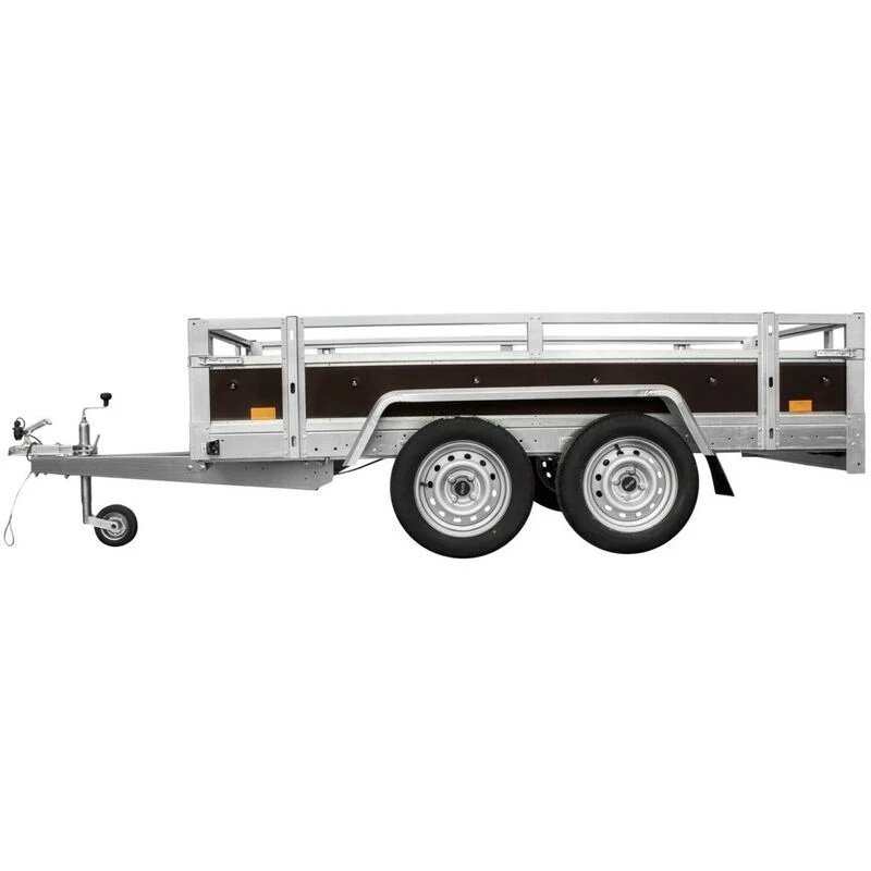 TEMA WOOD Remorque 2 essieux basculante caisse contreplaqué châssis Acier 263x125 cm – Image 3