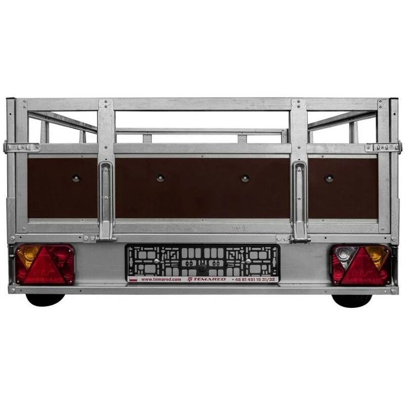 TEMA WOOD Remorque 2 essieux basculante caisse contreplaqué châssis Acier 263x125 cm – Image 4