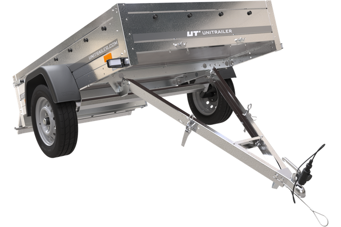 Remorque Voiture Utilitaire 200x125 + Bâche Plate, Ridelles + Roue Jockey - Garden Trailer