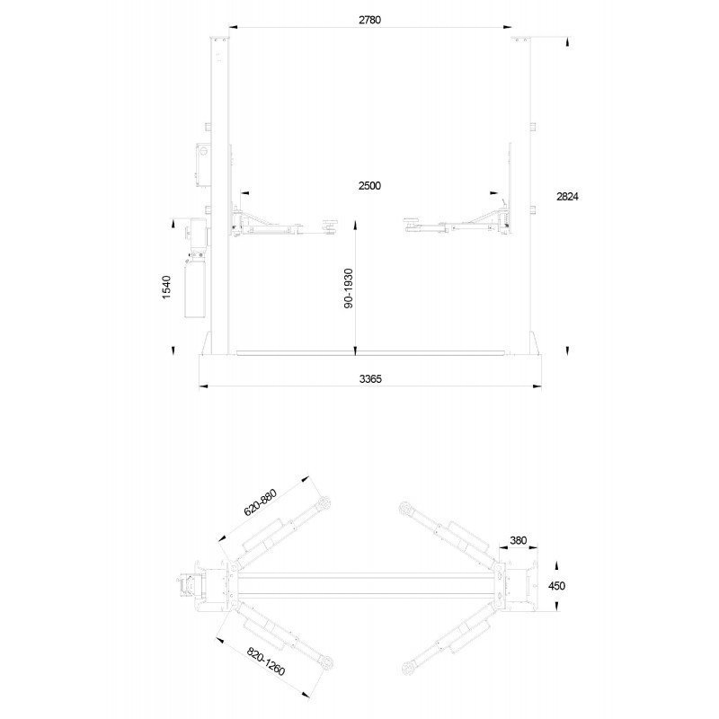 Pont élévateur à 2colonnes 4t - 220v – Image 5