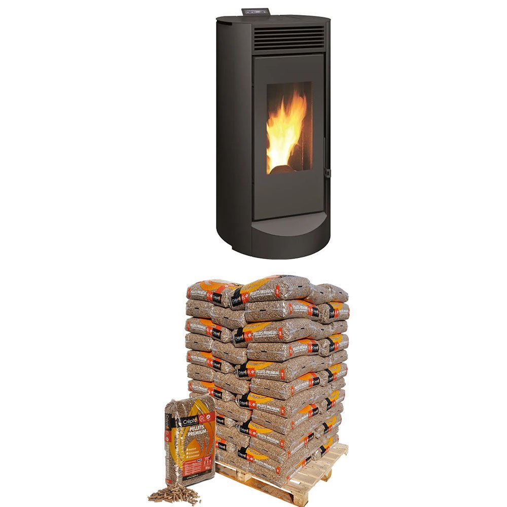 Poêle à granulés 10 Noir + PALETTE De Granulés De Bois
